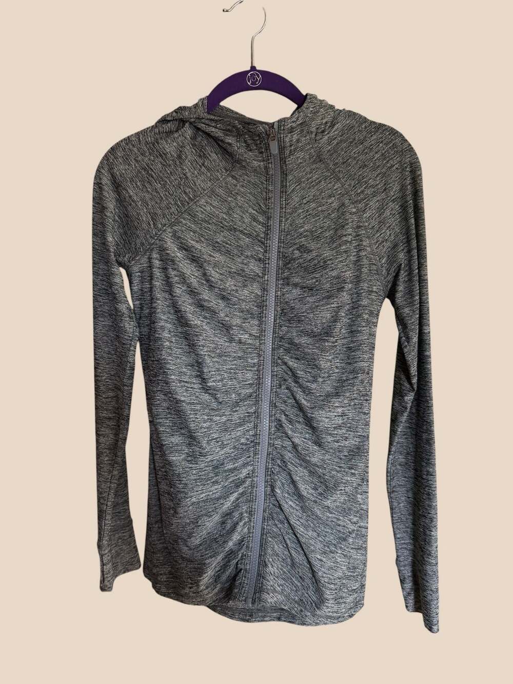 Athleta S Speedlight Full Zip Hoodie Space Dye Grey
